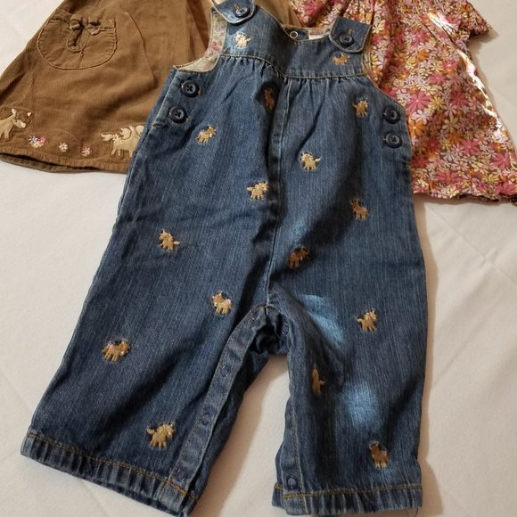 Gymboree Pony Ranch 0-3 month VGUC print dress & denim one-piece, GUC corduroy - Picture 4 of 4